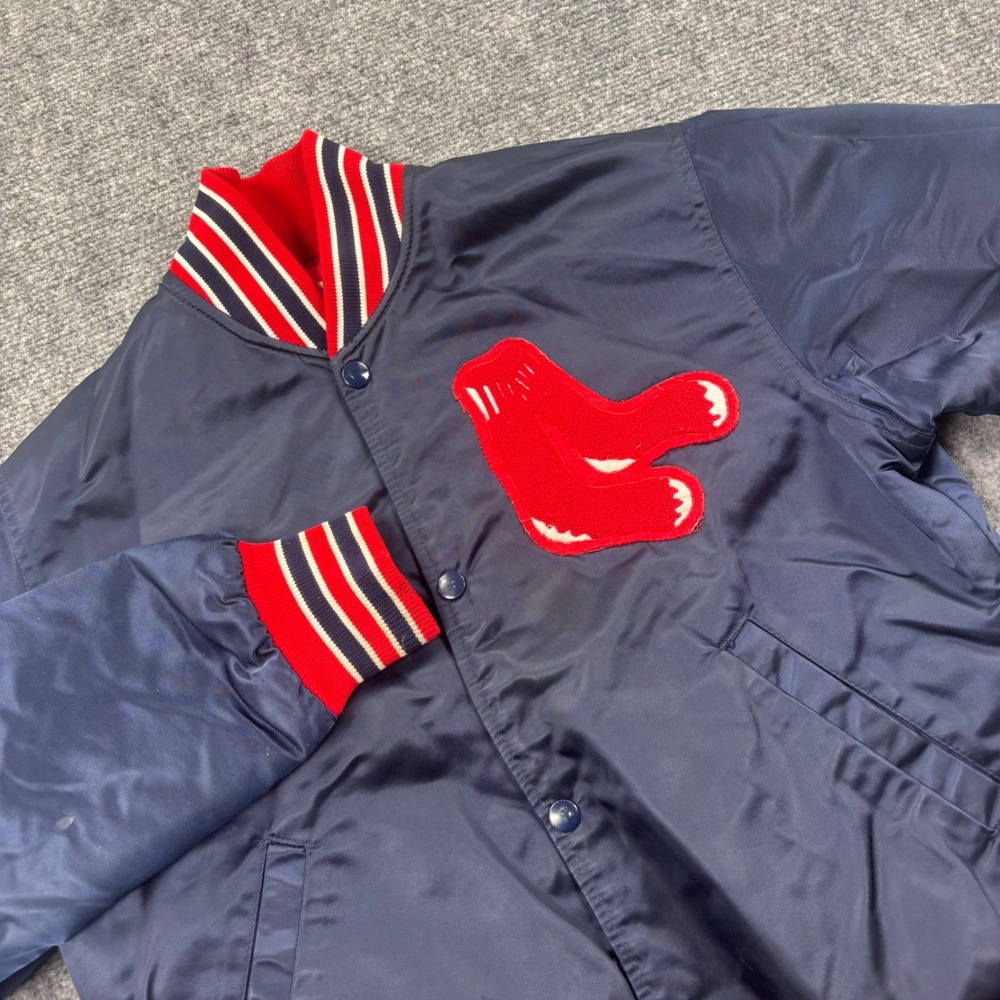 Starter Boston Red Sox Jacket Small Navy Blue Satin MLB Varsity Mens Vintage USA